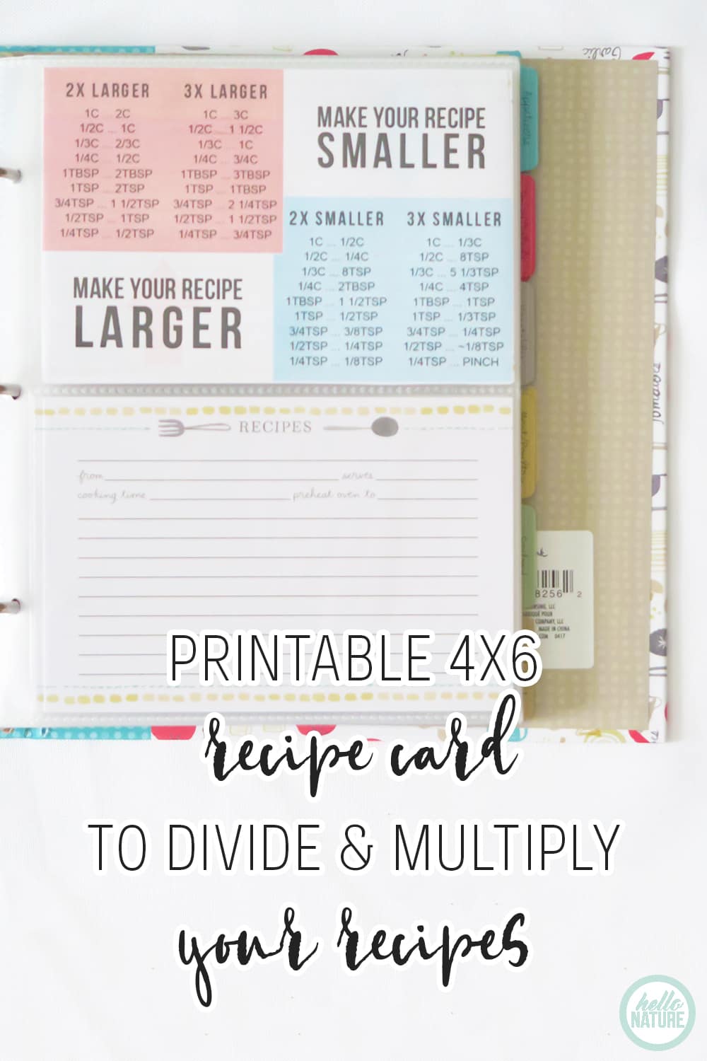 Recipe Multiplier + Recipe Divider Printable (+ Recipe Binder Giveaway